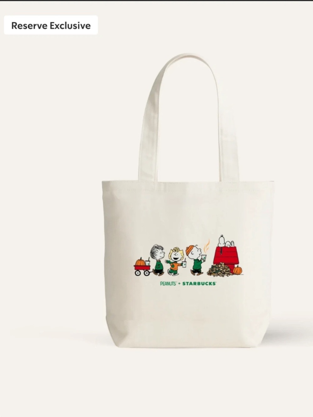 Starbucks x Peanuts Snoopy Character Canvas Tote Bag RARE Reserve Exclusive
